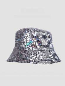 1 Peça Chapéu Balde Reversível Iridescente Brilhante com Escamas de Sereia, Chapéu de Proteção Solar Colorido da Moda para Festa, Apresentação e Palco para Homens e Mulheres - Multicolorido - Visão 4