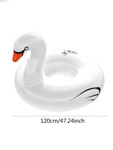 1pc White Swan Inflatable Swim Ring, Swan-Shaped With Handle Water Ride Float, Summer Water Park Fun - Multicolor - View 8