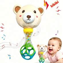 Cute Deer/Bear Baby Rattle Stick, Plush Animal Shaker Toy, Early Educational Sensory Rattle For Newborn 0+ Months - Multicolor - View 6