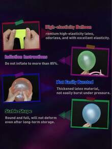 77pcs Fluorescent Glow-In-The-Dark Neon Balloons, Vibrant Colorful Neon Party Decoration Balloons, UV Glowing Balloon Decor, Suitable For Anniversary, Bachelorette Party, Bridal Shower, Birthday Party Decorations - View 10