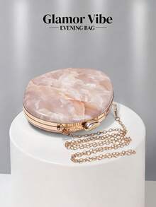 Glamor Vibe 女款晚宴派對手拿包，粉色大理石紋硬殼晚宴手拿包（隨機花紋），婚禮必備用品，情人節禮物，適用於婚禮、度假、畢業季、晚宴派對及其他正式場合，亦可作為日常穿搭的多功能配件 - 粉色 - 查看 6