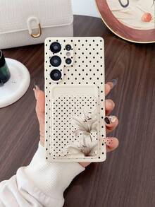 Pure Android Series 1pc White TPU French Polka Dot Lily Print Pattern Card Slot Latest 2-In-1 Card Holder Phone Case, Fashionable Personalized Versatile, Full Coverage Protection Dustproof Waterproof Soft Shell Suitable For Versatile Phone Case/Card Holder Phone Case/Fun Phone Case/Android Phone Case/ Phone Case/ Phone Case/ Phone Case - Multicolor - View 1