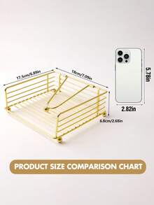 1PC Iron Art Square Gold Napkin Holder, Vertical Desktop Tissue Storage Rack, Dining Table Cafe Desktop Tissue Display Rack, Desktop Decorative Ornament - Gold - View 10