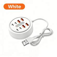 OLAF 8 In 1 Fast Charging Multi-Functional Expansion Dock USB A Type C Mobile Phone Charging Socket Converter For Travel Home Office - White - View 7