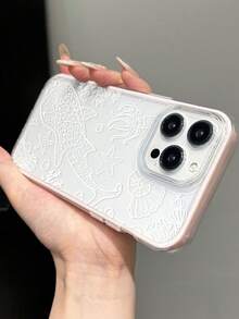 1個極簡線條海洋鯨魚圖案撞色 3合1 粉色邊框透明防滑軟手機殼 適用於 iPhone 11/12/13/14/15/16 Pro Max - 彩色 - 查看 5