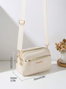 Fashionable Multi-Layer Crossbody Shoulder Bag For Women - Beige - View 5