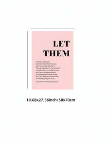 1 Stück rahmenloses "Let Them" rosa minimalistisches Schriftart inspirierendes Leinwandposter - positive Büro- & neutrale Wohnheim-Wanddekoration, Wohnzimmer, Schlafzimmer, Homeoffice Klassenzimmer, Raumdekoration Schlafzimmer, Drucke für die Wand, Poster, beste Geschenkwahl - Rosa und Schwarz - Übersicht 11