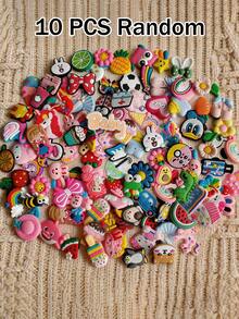10pcs/20pcs/30pcs/50pcs/100pcs Random Style Shoe Charms, Fashionable Cute Cartoon Design Shoe Charms, Compatible With Clogs Random Style Decorative Buckles (Random Style: Various Styles, Uncertain, Only Partial Images Shown). Please Select Quantity Based On Your Needs, Patterns Are Random. - Multicolor - View 9