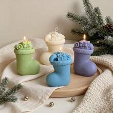 1pc Christmas Stocking Scented Candle Mold, Christmas Atmosphere Decoration Silicone Mold, Perfect For Holiday Ornament Making, Suitable For Handmade Crafts, Reusable - Christmas Stocking Mold - View 3