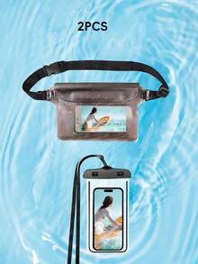 (2pcs/1pc) Waterproof Storage Bag Set, Waterproof Waist Bag And Phone Waterproof Bag, With Adjustable Shoulder Strap, Universal Waterproof Storage Bag, Suitable For Beach, Swimming, Kayaking, Travel - Multicolor - View 10