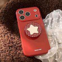 GUCADI Ins Style Polka Dot Star Mirror Stand Phone Case, Kompatibel Dengan Apple 17, 15 Soft Shell, Cocok Untuk 16 Pro Max, 12, 13, Estetika Tinggi, Gaya Gadis Musim Semi, Kreatif, Geometris, Artistik, Minimalis, Segar, Niche, Gaya Ins. - Sirup Maple Merah - View 6