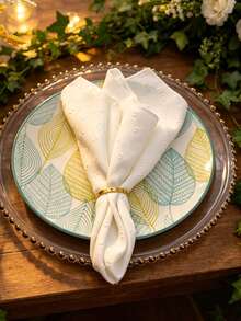 1-6pcs Premium White Polyester Cotton Jacquard Washable Reusable Dinner Napkins For Table Decor, Wedding, Party, Christmas, New Year And Daily Use - Multicolor - View 1