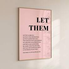 1 Stück rahmenloses "Let Them" rosa minimalistisches Schriftart inspirierendes Leinwandposter - positive Büro- & neutrale Wohnheim-Wanddekoration, Wohnzimmer, Schlafzimmer, Homeoffice Klassenzimmer, Raumdekoration Schlafzimmer, Drucke für die Wand, Poster, beste Geschenkwahl - Rosa und Schwarz - Übersicht 3