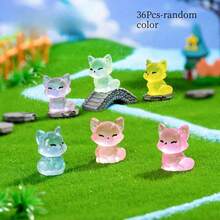6/12/24/36/48pcs Luminous Mini Resin Fox, Cute Animals Miniature Fox Figures Tiny Small Resin Fox Figures Glow In The Dark Mini Resin Animals For Home Party Miniature Landscape Decoration(Random Color) - Multicolor - View 15
