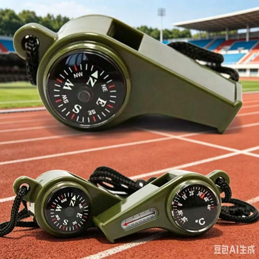 3-In-1 Outdoor Survival Tool, Multi-Functional Portable Emergency Whistle, Compass, Magnifying Glass, Flashlight, Thermometer - Multicolor - View 1