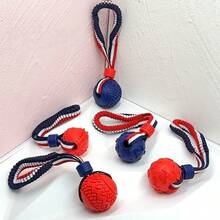 Jouet de balle à nœud en corde pour chien avec poignée, balle de football en os pour animal de compagnie avec cordon élastique, balle de mastication et de dentition durable pour l'entraînement à la mastication, jeu de maintien pour chiot, tir à la corde, rapporter, lancer, entraînement pour chiens de taille moyenne et petite, balle élastique en TPR, entraînement à l'agilité, jouet puzzle interactif, jouets pour chiens pour les masticateurs agressifs - Multicolore - Voir 13