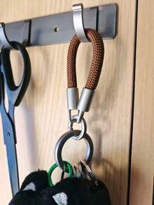 Men's Braided Rope Keychain, Commuter Multi-Compartment Key Storage Lanyard, 8-Ring Classified Key Ring, Car Key Lanyard Multi-Function Metal Ring Minimalist Premium Key Pendant, Outdoor Anti-Slip Paracord Handheld Key Pendant Multi-Function Classified Key Ring - Multicolor - View 4