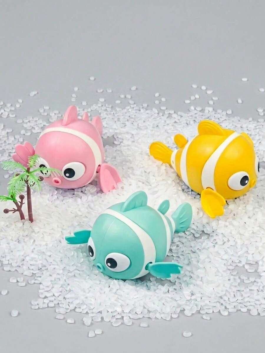 1件裝彩色發條小丑魚玩具 可爬行可愛小魚，適合男嬰女嬰，洗澡與戶外水上玩具，適合幼兒洗澡時間、涉水池與沙灘，18個月以上，理想的萬聖節與聖誕禮物，寶寶生日禮物，節日必備