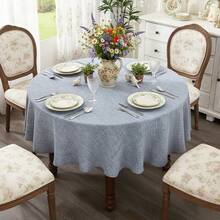1 buah Taplak Meja Bertekstur Linen Rustic dengan Pinggiran Bulat, Tahan Panas dan Debu, Penutup Meja Makan Dapur, Dekorasi Restoran, Pesta Liburan, Tekstil Dekorasi Rumah - Grey - View 7