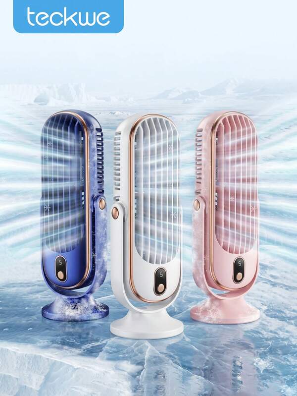 Teckwe 2026 Upgraded Large Battery Dual Motor Portable Stylish Desk Fan, Small Home Air Conditioner, 5-Speed Cooling Fan 720° Surround Airflow, Portable USB Fan For Office, Travel, Camping, RV, Christmas & Valentine's Day Gift, Cute Stuff,