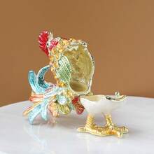 SIQIZHOU 1pc Animal Decorative Box Ornament, Enamel Jewelry Box, Metal Earring Box, Home Decor Chinese Style Animal Wealth-Attracting Ornament Gift - Multicolor - View 2