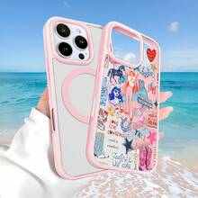 Funda para teléfono con diseño de vaquera y motivos elegantes, compatible con fundas para iPhone de Apple y . Fabricada en TPU, protege eficazmente tu teléfono de golpes y caídas. - Rosa - Ver 4