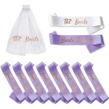 Sage Green Bachelorette Sash Set With Veil 11-Pack Elegant Bride & Bride Tribe Sashes For Wedding Party & Team Brid Gift Decorations - Style 1 - View 15