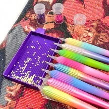 Multi-Color Gradient Anti-Slip Threaded Diamond Painting Pen, Includes 1 Pen And 5 Replaceable Pen Tips, Premium 5D Diamond Painting Accessories, Suitable For Beginners And Art Enthusiasts Craft Tool - Sets - View 2