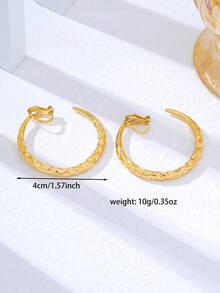 1 Pair Fashion Basic Minimalist Metal Round Ear Clips (No Ear Piercing Required) - Yellow Gold - View 5