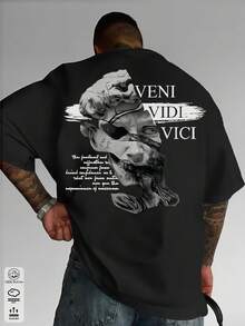 Una t-shirt da uomo ampia in 100% cotone con divertente stampa di coniglietto portoricano "DtMF" realizzata su misura, abbigliamento estivo, top estivo taglie forti, serie K-pop W. - Nero 1 - Visualizzare 1