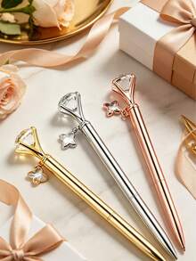 1pc Star Pendant Crystal Diamond Metal Ballpoint Pen, Hotel Promotional Gift, Thoughtful Gift For Family, Friends, Teachers, Parents, Colleagues, Perfect For Back To School And Graduation Season - Sets - View 2