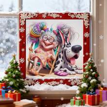 1 Set 46*46cm/18.11*18.11inch Kit Punto Croce Nonna e Cane (Semi-Finito), Materiale per Ricamo Fai-da-Te, Pittura Decorativa Punto Croce 11CT, Regalo Creativo Fatto a Mano. Set Completo Decorazione Casa Punto Croce Stampato, Adatto per Decorazione Casa Arte del Ricamo. Cornice Non Inclusa - Nonna e cane - Visualizzare 3