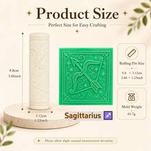 12 Zodiac Embossed Rolling Pin, Astrology Clay Texture Roller, Polymer Clay Stamp Tool, Ceramic Pottery Embossing Roller For DIY Craft Making - Multicolor - View 12