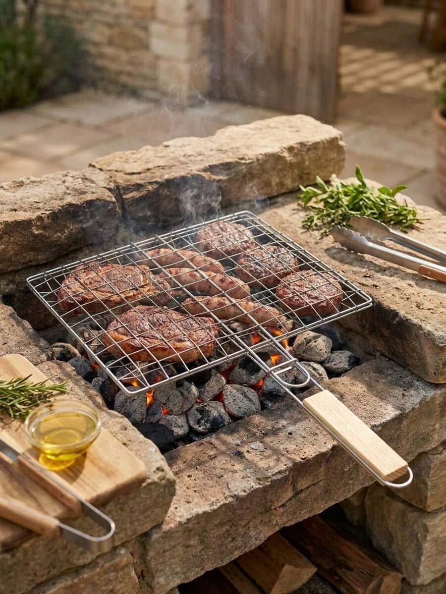 1 Stück Premium BBQ Grillkorb, verdickter feinmaschiger Fischgrillclip, faltbarer & abnehmbarer Griff BBQ Korb, rostbeständiges Outdoor Grillgitter, großer tiefer BBQ Korb, multifunktionales tragbares Camping Kochwerkzeug, langanhaltend BBQ Zubehör, geeignet für Fisch, Garnelen, Schnittlauch, Enoki-Pilze, Gemüse, Heim Outdoor Picknick Camping Küchenbedarf