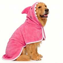 2-In-1 Shark Dog Bathrobe Winter Warm Coat, Super Absorbent Coral Fleece Hooded Towel, Adjustable Strap, Cute Pet Shark Outfit, Sleeveless & Open Leg Drying Robe, Suitable For Small, Medium And Large Dogs - Green - Mint Green - View 11