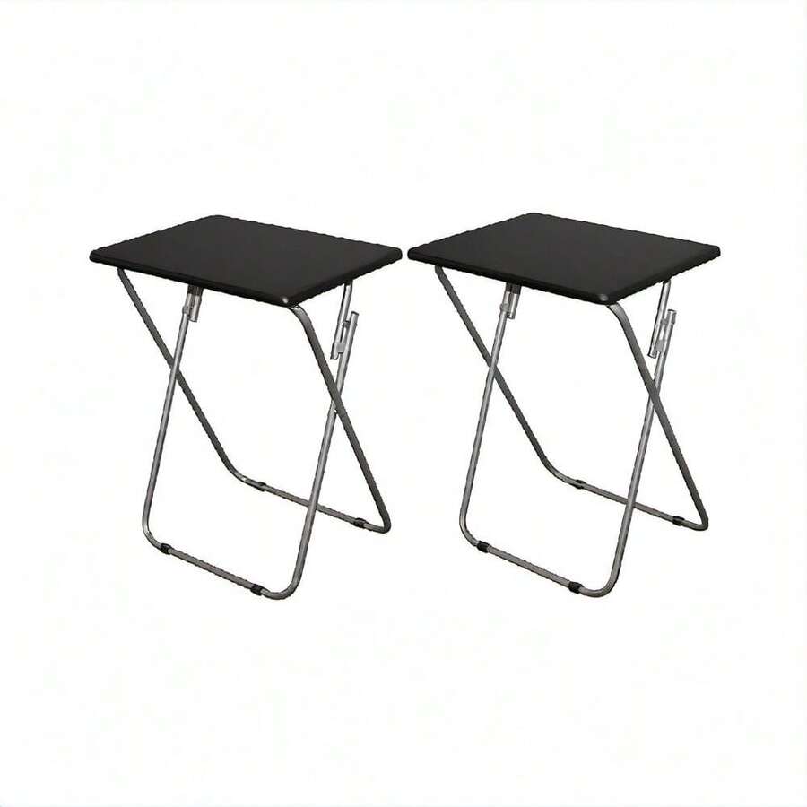 Folding TV Tray Tables - 2-Pack, 19x15x26" Portable Dining For Living Room, Home & Kitchen - Black - View 1