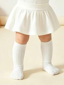 Bebé 3 pares Calcetines altos unicolor casual para diariamente - Blanco - Ver 7