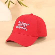 1pc Retro Letter Embroidered Baseball Cap For Women, Summer Wide Brim, Flattering Face, Versatile Cap - I'm Lazy - View 18