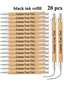20/50/70/100pcs Personalized Bamboo Ballpoint Pens - Customized Engraved Name, Date, Lightweight Retractable, Weddings, Parties, Guest Books, Office And School Supplies, Forever Love, Personalized Gift, Graduation Gift, Thoughtful Gift, Teacher Gift, Stationery - Brown - View 13