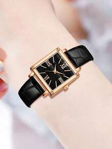 Ensemble de bijoux pour femmes 9 pièces comprenant montre à quartz, bracelet, collier, boucles d'oreilles et bague, design minimaliste décontracté à cadran barre, convient pour le port quotidien, la décoration de fête, la Saint-Valentin, la Fête des Mères, la saison des mariages, l'anniversaire et divers cadeaux de festival pour les amis et les mères - Multicolore - Voir 5
