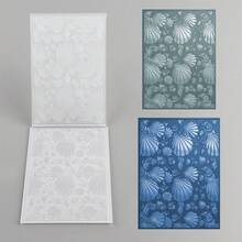 1 pieza Carpeta con relieve 3D, Suministros para scrapbooking DIY, Carpeta de plástico con relieve de patrón de concha, Adecuada para hacer tarjetas, scrapbooking y otras manualidades de papel - Multicolor - Ver 1