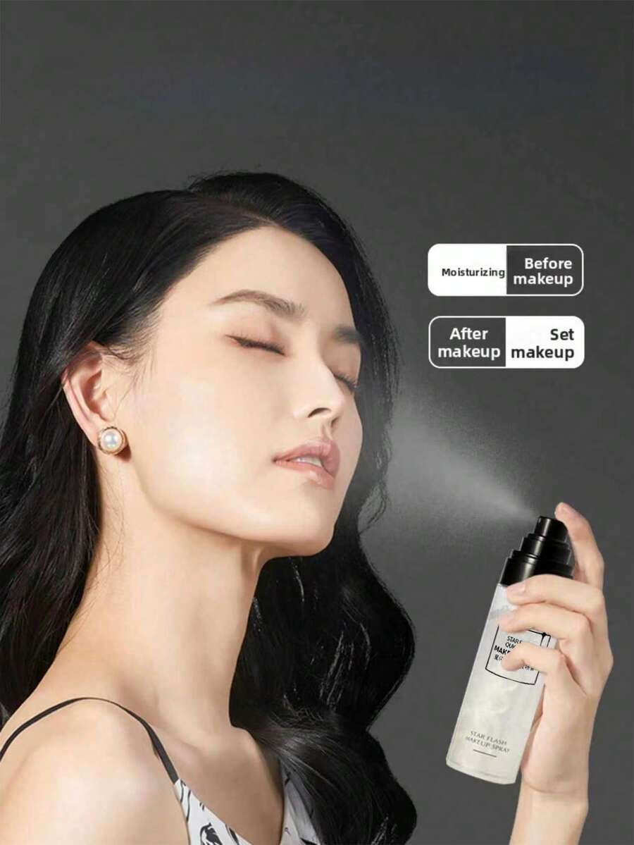1 Bottle Starry Glitter Quicksand Oil-Control Toner, Starry Glitter Quicksand Setting Skincare Spray, Moisturizing Hydrating Long-Lasting Oil-Control Toner - Star Flash Flowing Sand - View 1