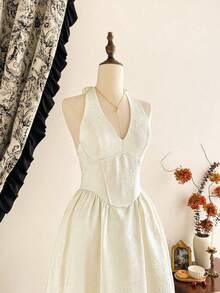 Women Long Dresses - Blue and White - View 3
