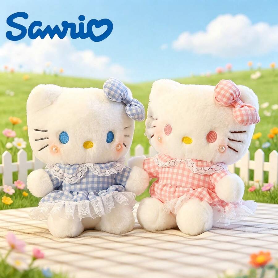 1pc 24cm/9.4in Plush Doll, Plaid Lace Dress With Bow Stuffed Doll, Soft Pillow, Room Desktop Bedroom Decor, Suitable For Girls Children Teens Birthday Valentine's Day Graduation Gift - Multicolor - View 1