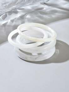 4pcs Women's Vintage Elegant Acrylic Resin Bangle Set (Random Color & Pattern) - White - View 40