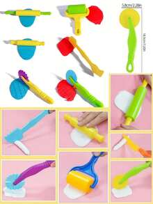 24/12PCS Colorful Clay Tool Set, Educational Clay Model, Includes Plastic Animal Cutouts, Molds And Accessories, Clay Embossing Set, Animal/Shape/Geometric Patterns, Punching Tools, DIY Clay/Playdough Molds, Colorful Embossing Multi-Shape Handmade Molds, Back To School - Sets - View 3