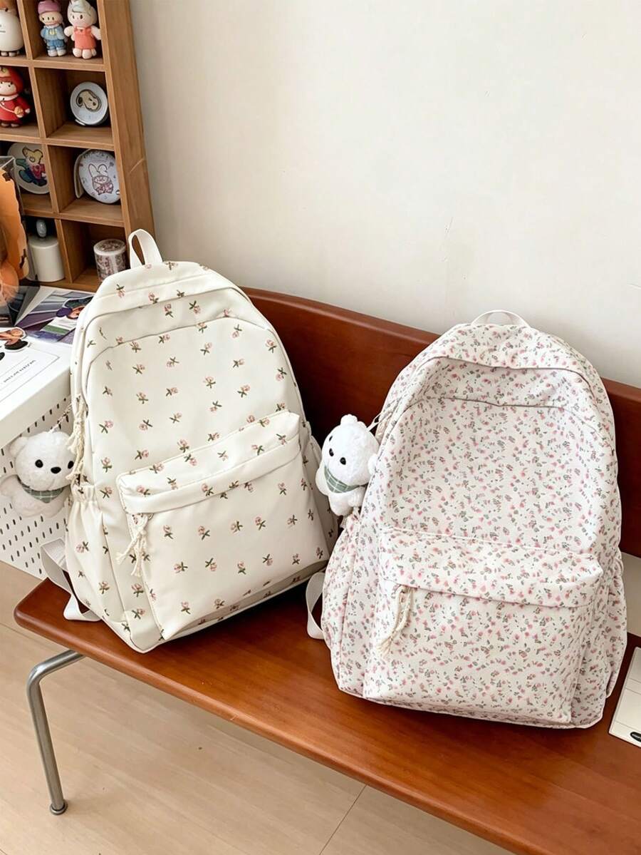 6pcs/1pc Soft Fabric Backpack Set, Macaron Color Floral Forest Fresh Style Soft Girl Backpack, Lightweight Casual Daily Use Bag, Suitable For Teenage Girls And Women, Multi-Functional School Bag, Applicable For Campus Daily Commute, Spring/Summer/Autumn Travel