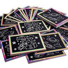 20 Sheets Rainbow Scratch Art Paper, Black Scratch Cards With Bamboo Pen, Engraving Art Paper, Suitable For Craft Projects, Scrapbooks And Decorations, Random Style - Multicolor - View 1