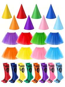 Colorful Puff Skirt Paired With Socks And A Dwarf Conical Hat Set, Suitable For Adult Costume Parties, Halloween, Christmas And Carnival Role-Playing. - Multicolor - View 2