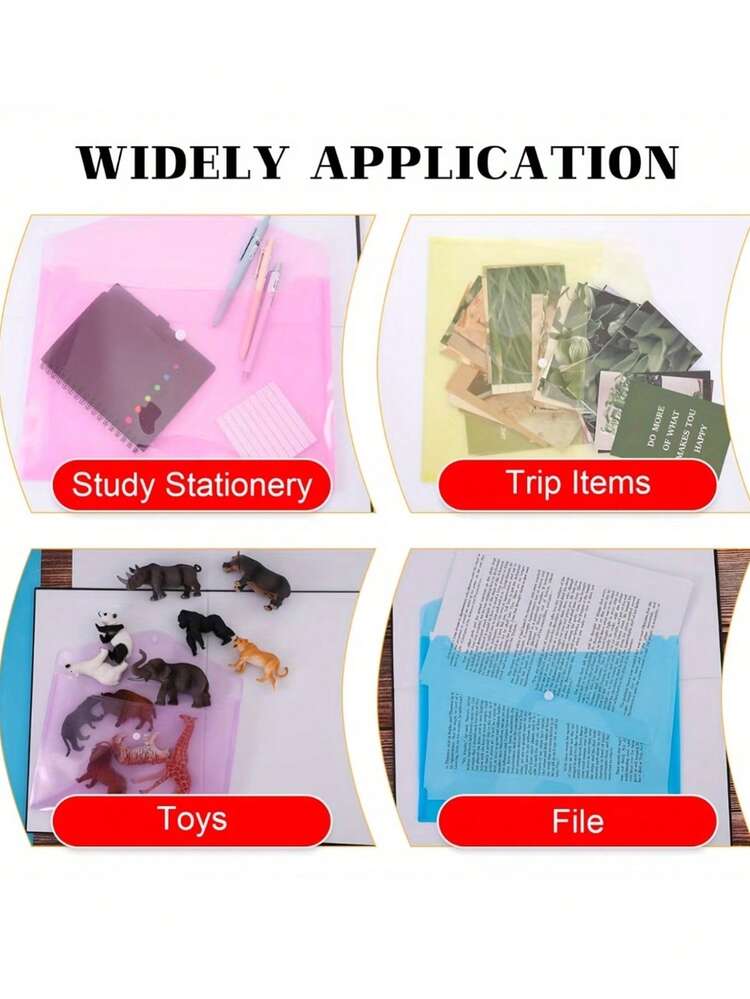20/10pcs Plastic File Folders With Snap Buttons, A4 Size File Folders, Letter Size, Durable Polypropylene Material, Suitable For Home Storage, School Storage, Daily Supplies Storage And File Storage, Homework Organization, Office Supplies Storage - Multicolor - View 9